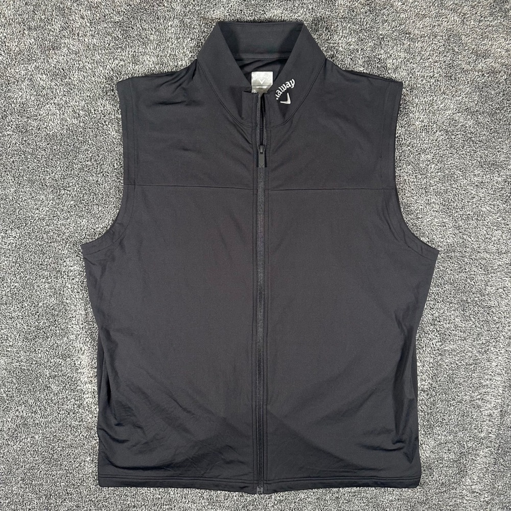 Callaway Vest Mens XL Opti-Dri Black Full Zip Mock Neck Golf Active Performance